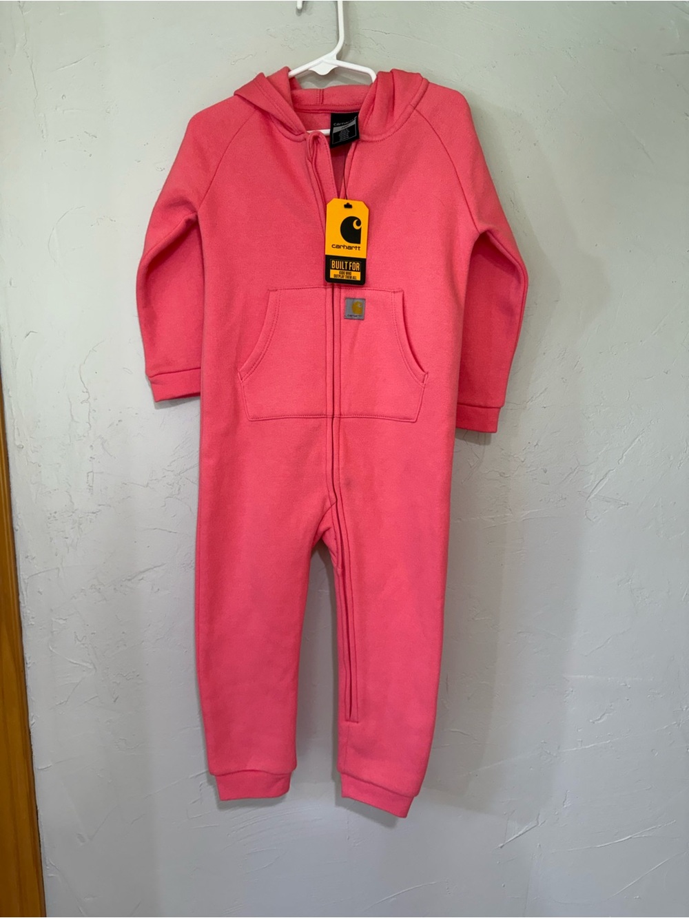 Carhartt Kids Coral Pink Zip-Up One-Piece Hoodie